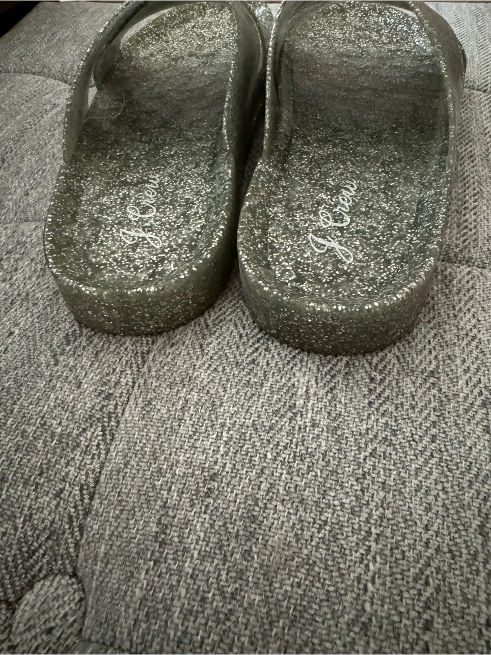 Like New, JCrew sparkly cross strap sandals .